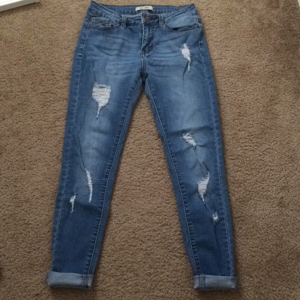 Skinny Distressed Blue Jeans